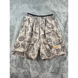 The Buffalo Shorts Y2K Men Small Tan Multi Map Compass Nautical Print Elastic